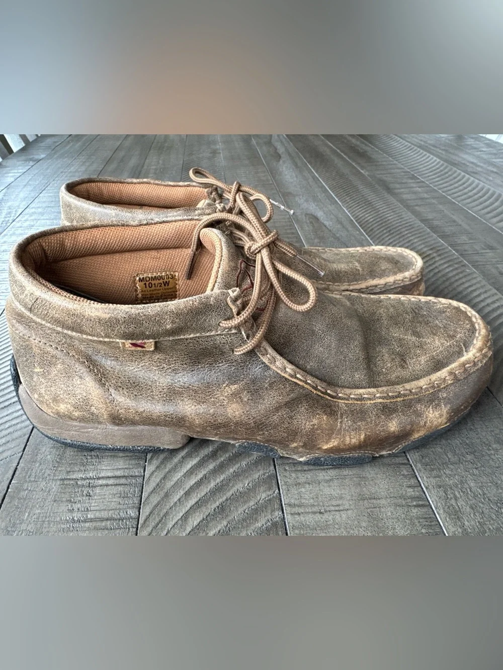 Twisted X Driving Leather Moccasin Chukka Distressed Boots Men’s Size 10.5